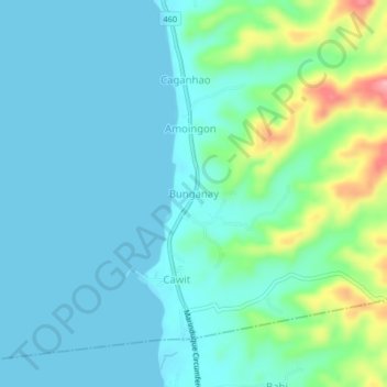 Mappa topografica Bunganay, altitudine, rilievo