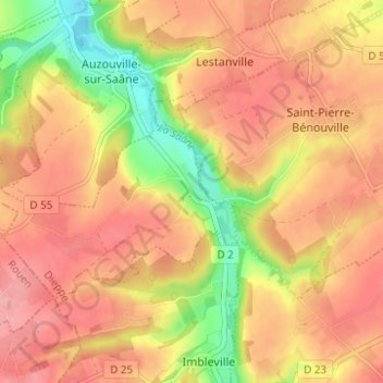 Mappa topografica Thiédeville, altitudine, rilievo