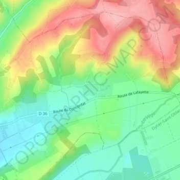 Mappa topografica Saint-Just, altitudine, rilievo