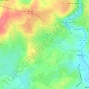 Mappa topografica Les Bas Villiers, altitudine, rilievo