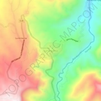 Mappa topografica Nanegalito, altitudine, rilievo