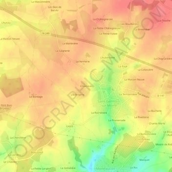 Mappa topografica L'Hameau, altitudine, rilievo