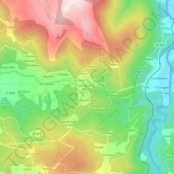Mappa topografica O Campo do Hospital, altitudine, rilievo