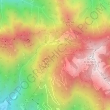 Mappa topografica Taurine, altitudine, rilievo