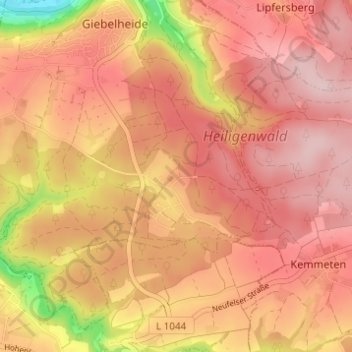 Mappa topografica Waldzimmern, altitudine, rilievo
