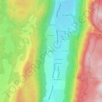 Mappa topografica Les Berts, altitudine, rilievo