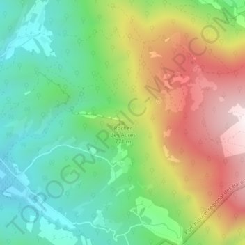 Mappa topografica Rocher des Aures, altitudine, rilievo