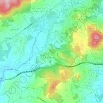 Mappa topografica Castelões, altitudine, rilievo