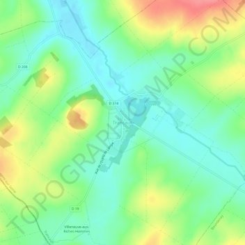 Mappa topografica Trancault, altitudine, rilievo