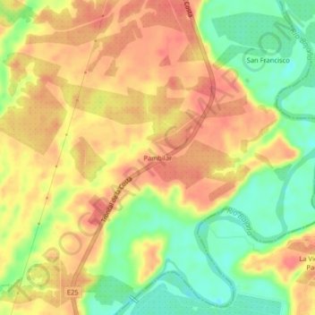 Mappa topografica Pambilar, altitudine, rilievo