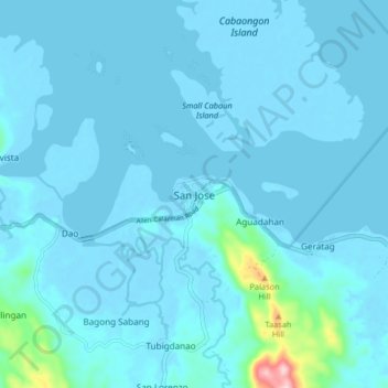 Mappa topografica San Jose, altitudine, rilievo