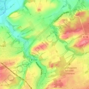 Mappa topografica Drüpplingsen, altitudine, rilievo