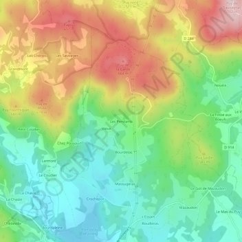 Mappa topografica Les Pendants, altitudine, rilievo