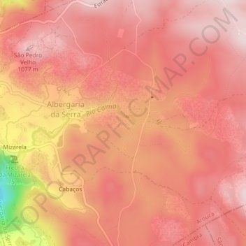 Mappa topografica Serra da Freita, altitudine, rilievo