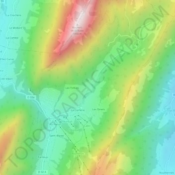 Mappa topografica Le Couvent, altitudine, rilievo