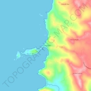 Mappa topografica Caleta Estaquilla, altitudine, rilievo