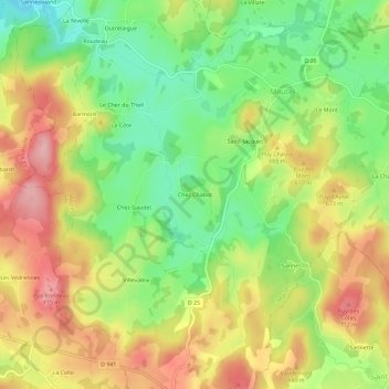 Mappa topografica Chez Chabot, altitudine, rilievo