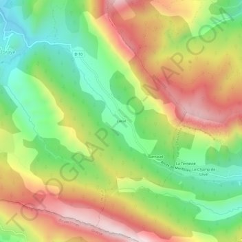 Mappa topografica Laval, altitudine, rilievo
