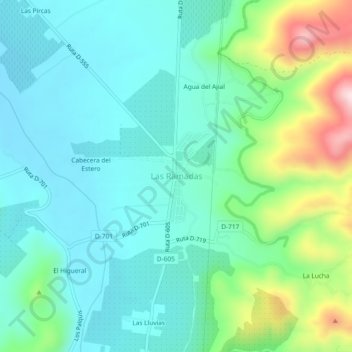 Mappa topografica Las Ramadas, altitudine, rilievo