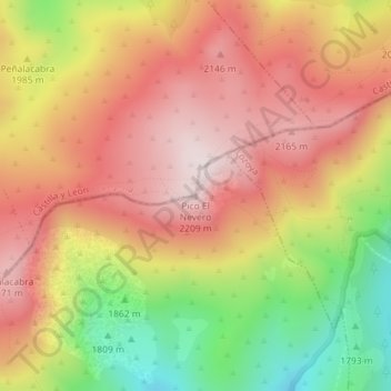 Mappa topografica Pico El Nevero, altitudine, rilievo