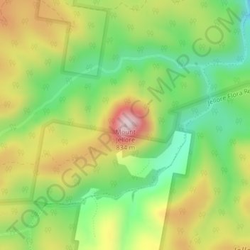 Mappa topografica Mount Jellore, altitudine, rilievo