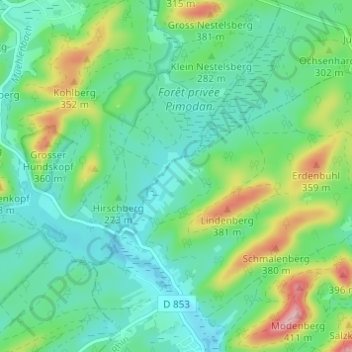 Mappa topografica Neudoerfel, altitudine, rilievo