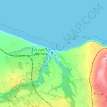 Mappa topografica Old Saltburn, altitudine, rilievo