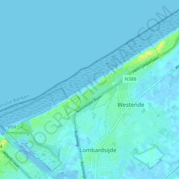 Mappa topografica Lombardsijdestrand, altitudine, rilievo