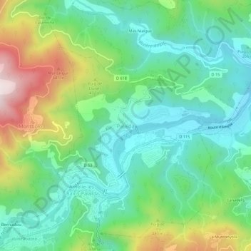 Mappa topografica Palalda, altitudine, rilievo