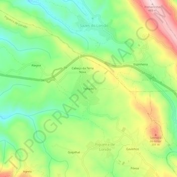 Mappa topografica Telhado, altitudine, rilievo