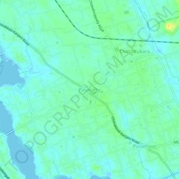 Mappa topografica Pavaratty, altitudine, rilievo