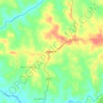 Mappa topografica Kaikamba, altitudine, rilievo