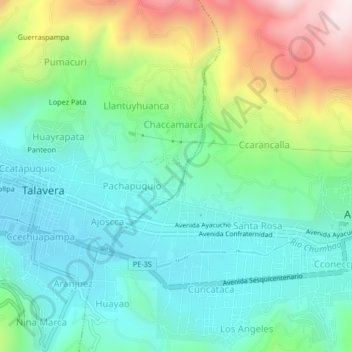 Mappa topografica Salinas, altitudine, rilievo
