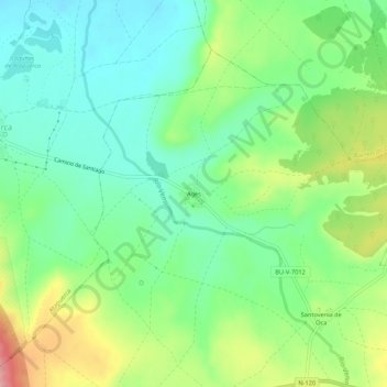 Mappa topografica Agés, altitudine, rilievo