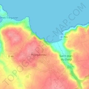 Mappa topografica Kermaria, altitudine, rilievo
