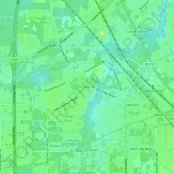 Mappa topografica Pickettville, altitudine, rilievo
