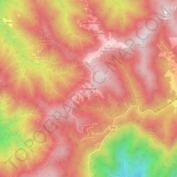 Mappa topografica Barbagelata, altitudine, rilievo