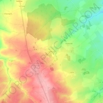 Mappa topografica Le Bourg, altitudine, rilievo