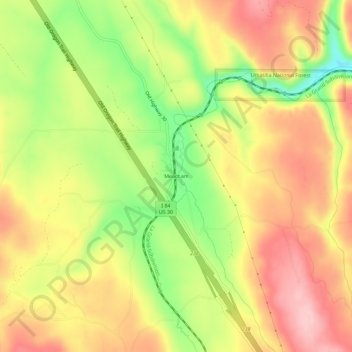 Mappa topografica Meacham, altitudine, rilievo