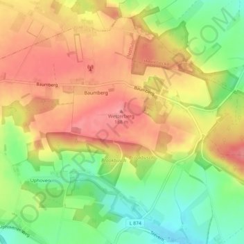Mappa topografica Baumberge, altitudine, rilievo