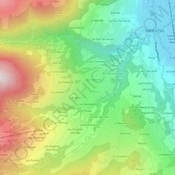 Mappa topografica La Cry, altitudine, rilievo