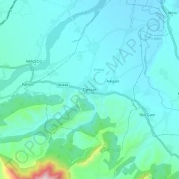 Mappa topografica Devsar, altitudine, rilievo