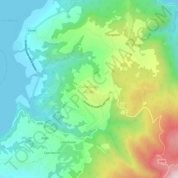 Mappa topografica Civitella del Lago, altitudine, rilievo