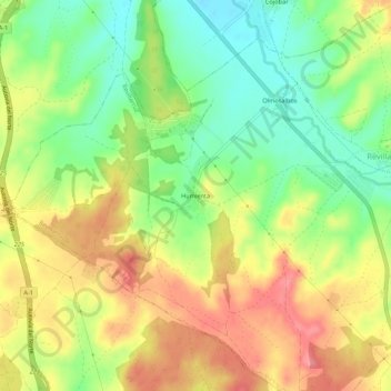 Mappa topografica Humienta, altitudine, rilievo