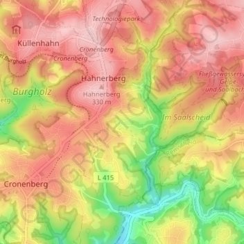 Mappa topografica Unterdahl, altitudine, rilievo