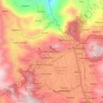 Mappa topografica Central Buyagan, altitudine, rilievo