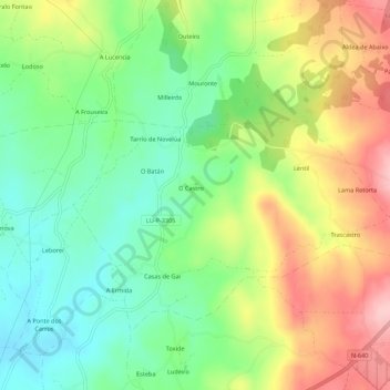 Mappa topografica Novelúa, altitudine, rilievo
