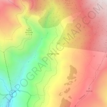 Mappa topografica Cortijo ruinas, altitudine, rilievo