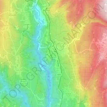 Mappa topografica Taio, altitudine, rilievo