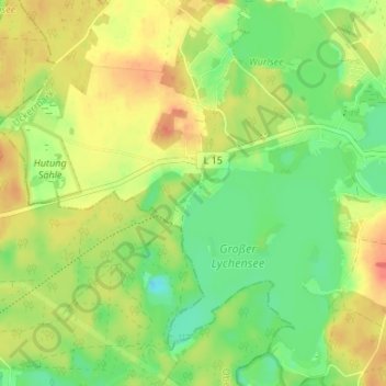 Mappa topografica Am Großen Lychensee, altitudine, rilievo